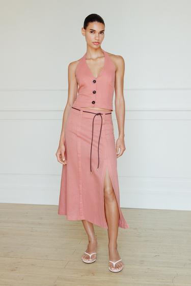 LINEN BLEND HALTER TOP - MARSALA by Zara - Image 0