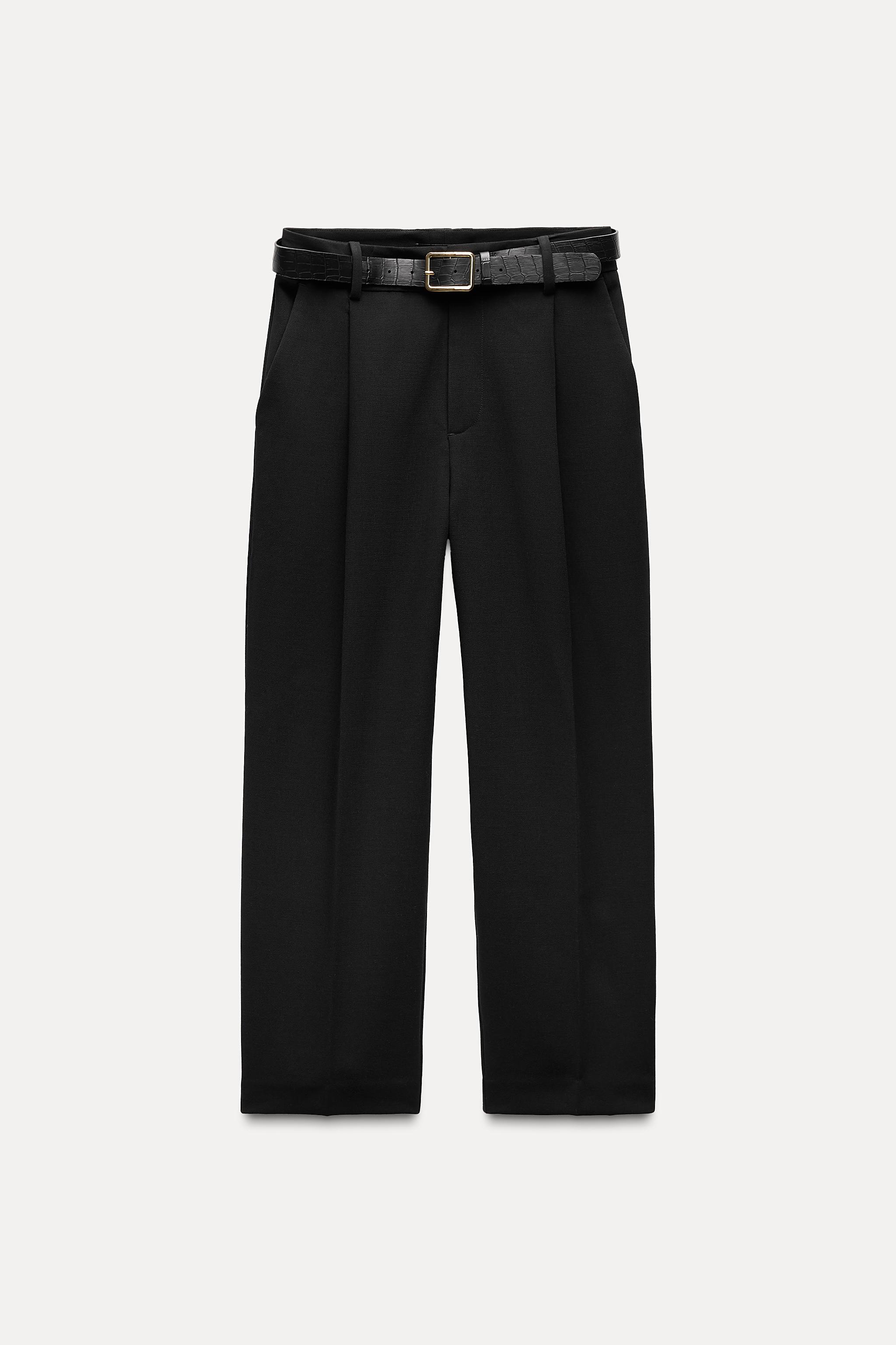 PANTALONI CON PINCE E CINTURA Nero ZARA Italia Italy