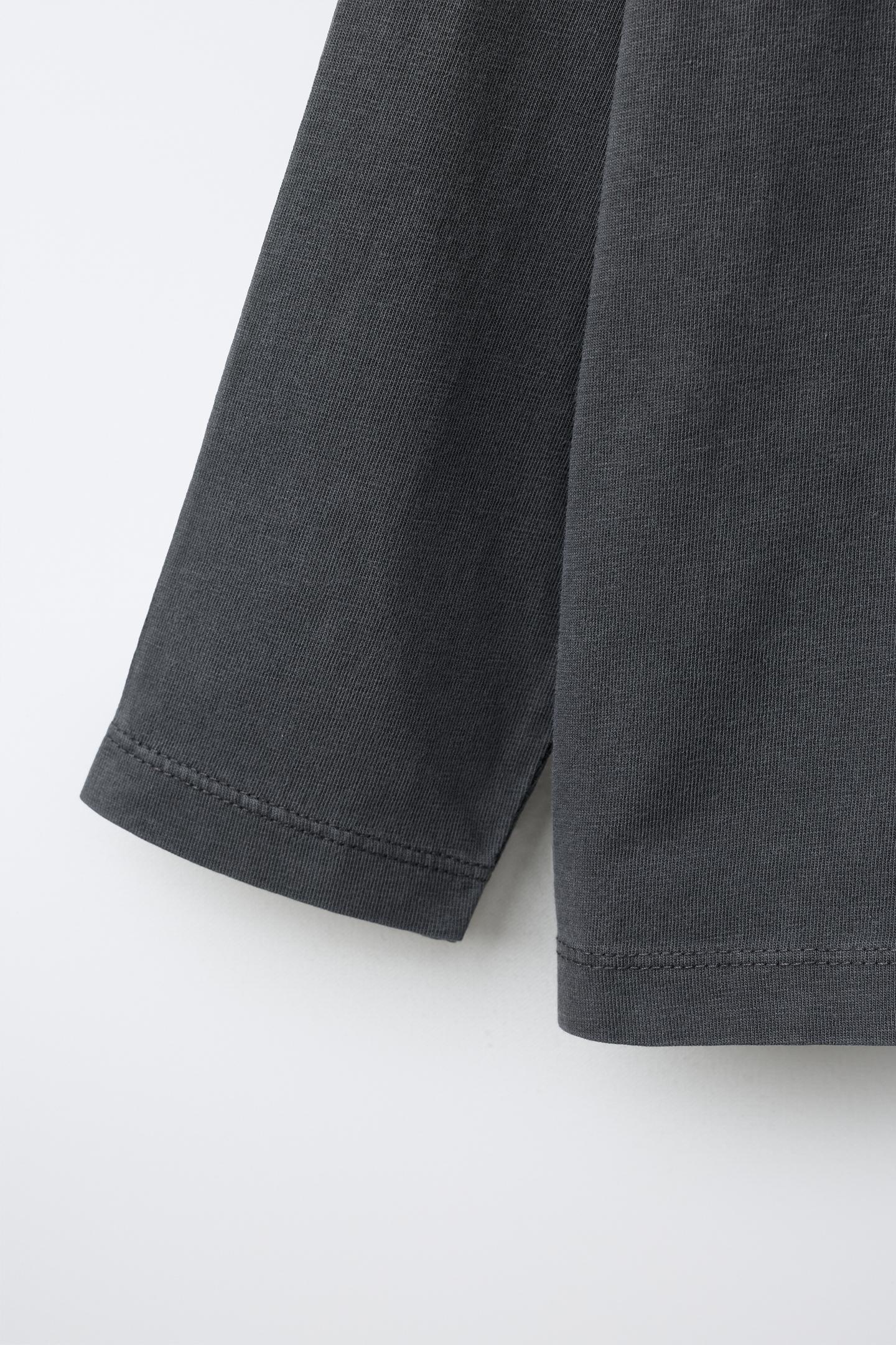 Детская футболка Zara Garment-Dyed, цвет: Тёмный антрацитовый — фото 4