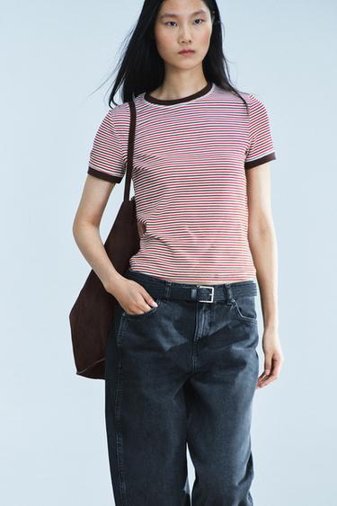 STRIPED SHORT SLEEVE T-SHIRT — Brown Stripes 2