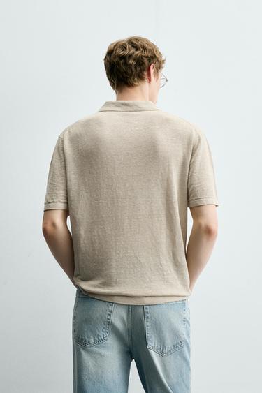 REGULAR FIT 100% LINEN KNIT POLO SHIRT - Oyster-white by Zara - Image 2