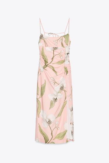 PRINTED MIDI LINEN BLEND DRESS - Multicoloured by Zara