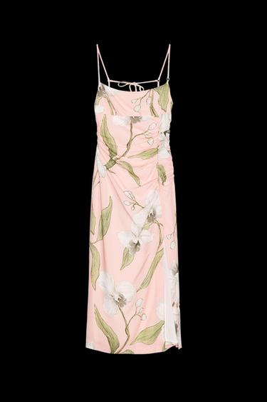 VESTIDO MIDI ESTAMPADO CON LINO - Multicolor de Zara - Imagen 0