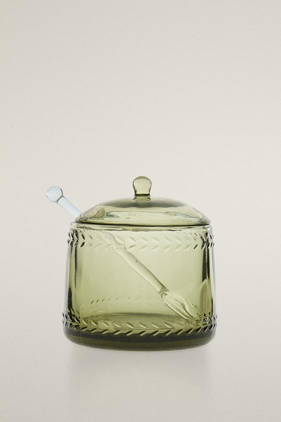 SUCRIER VERRE RELIEF NOËL - Vert de Zara - Image 0