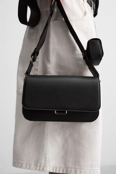 Zara TEXTURED CROSSBODY BAG - Black - Image 0