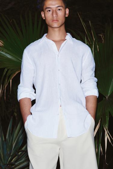 100% LINEN REGULAR FIT SHIRT - White by Zara