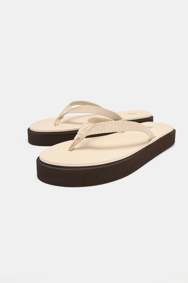 SANDALES PLATES COMBINÉES - Marron sable de Zara - Image 2