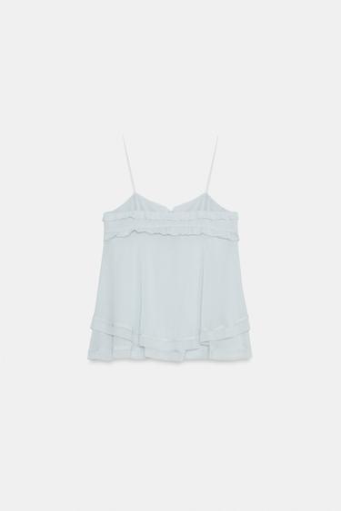 TOP À VOLANTS ZW COLLECTION - Bleu clair de Zara - Image 6