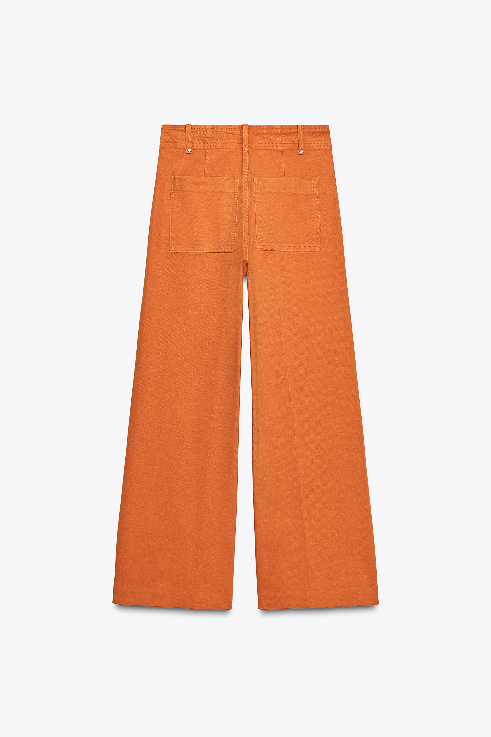 ZW COLLECTION WIDE-LEG HIGH-WAIST JEANS - Orange | ZARA