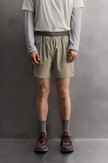 Zara 拼接越野跑步短褲 - 灰色