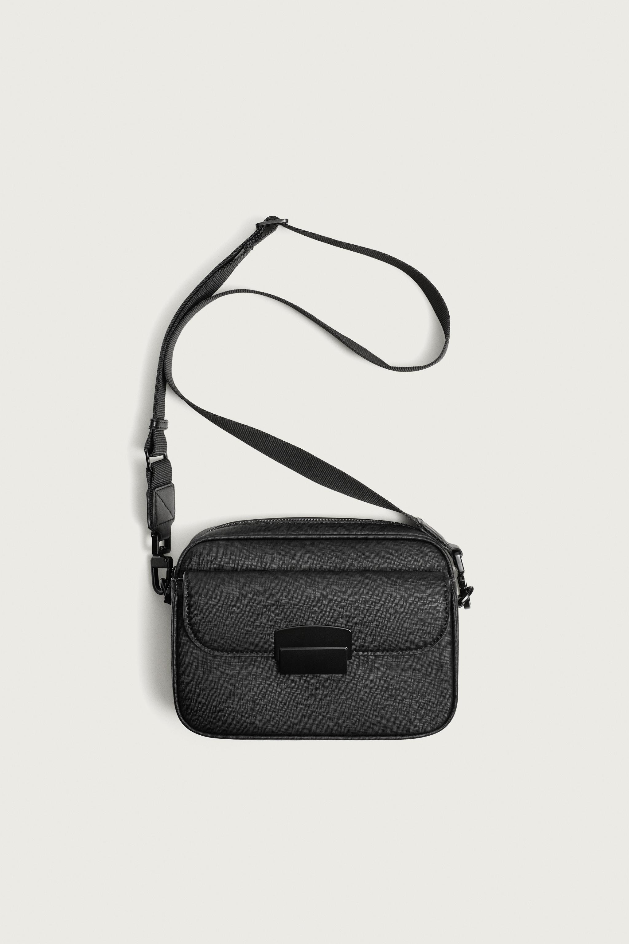 TEXTURED CROSSBODY BAG — Black