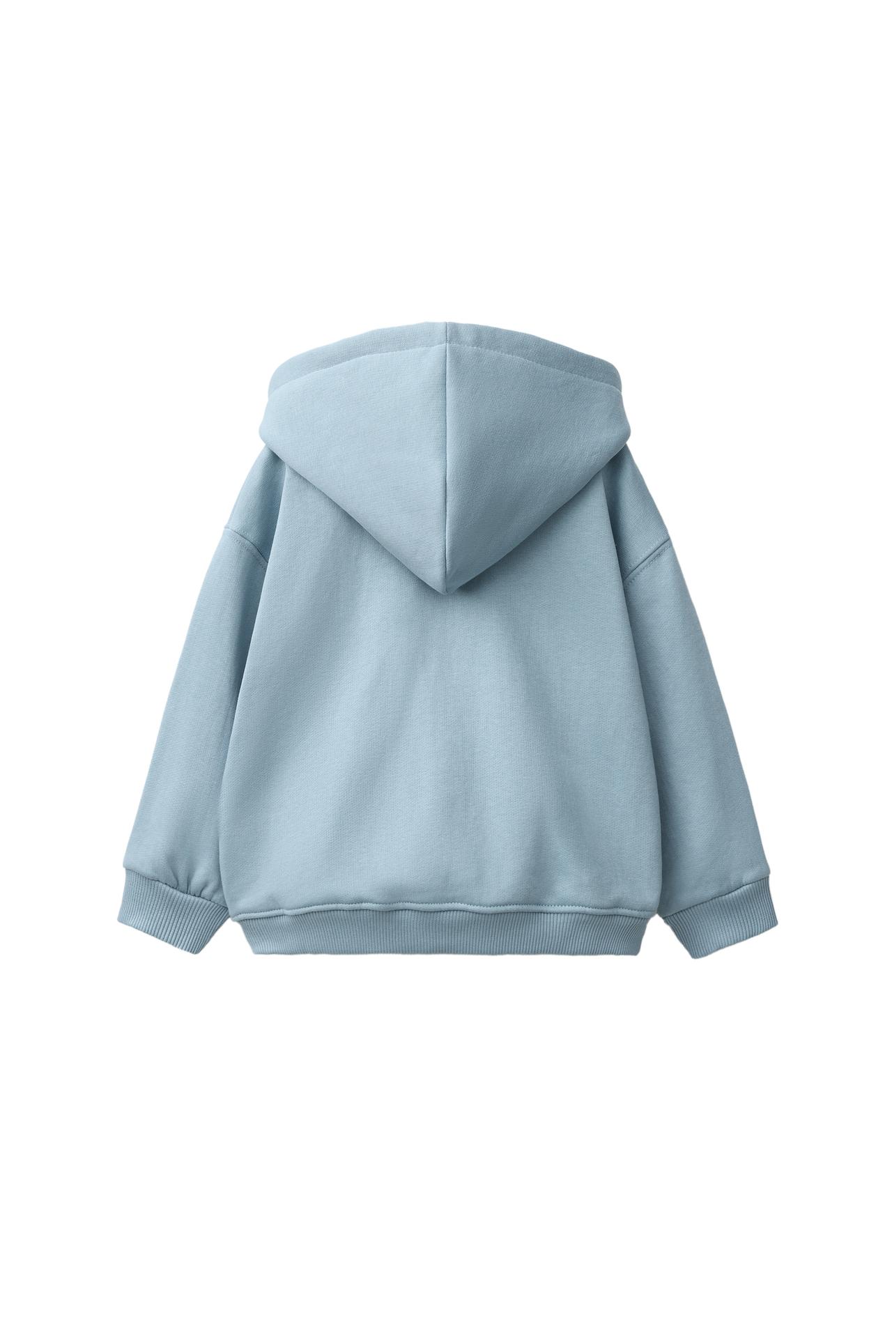 HOODED ZIP SWEATSHIRT — Light blue