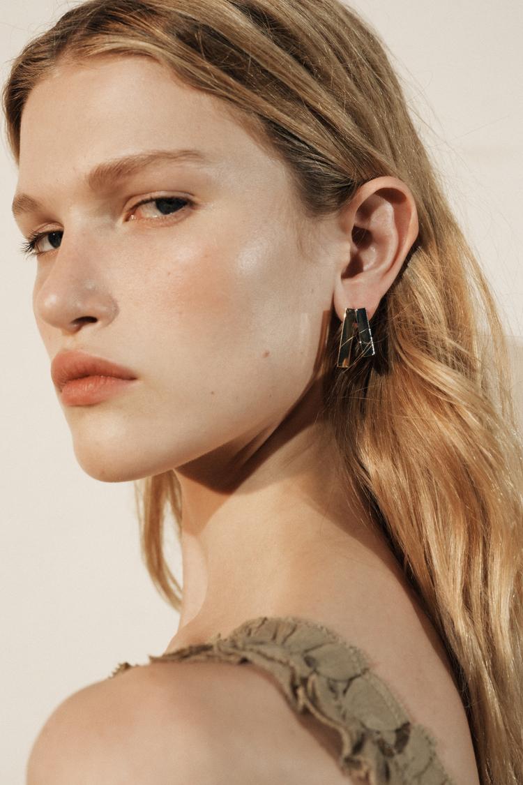 ダブルスクエアピアス - ゴールド/シルバー | ZARA Japan / 日本