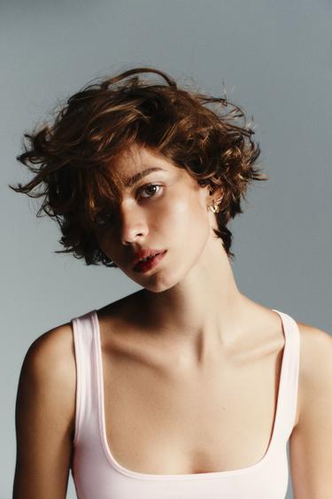 TOP WITH SQUARE NECKLINE - Pink by Zara
