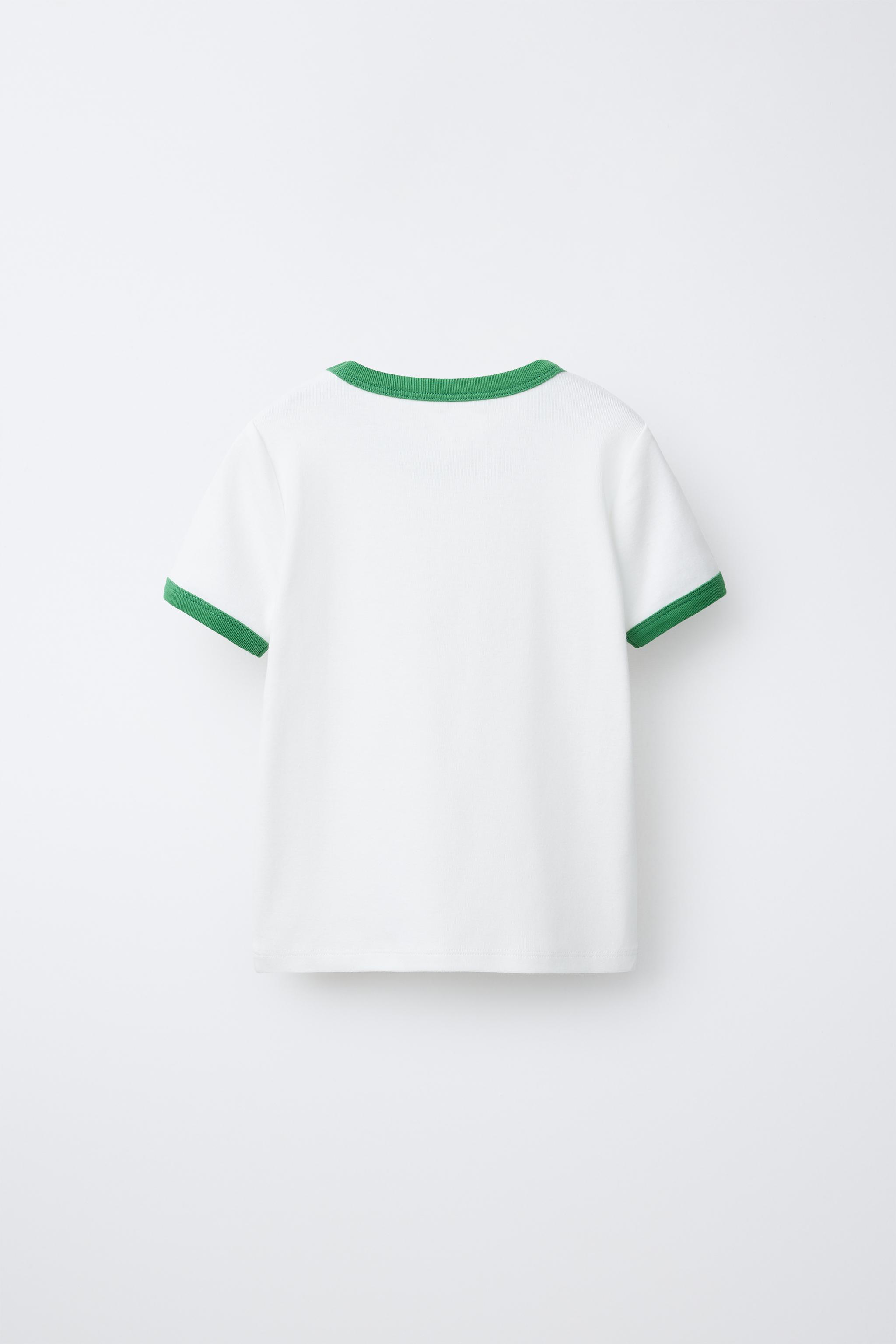 CONTRAST RIB TEXT T-SHIRT