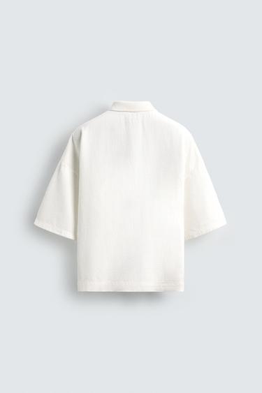 EMBROIDERED BOXY FIT POLO SHIRT - White by Zara - Image 7