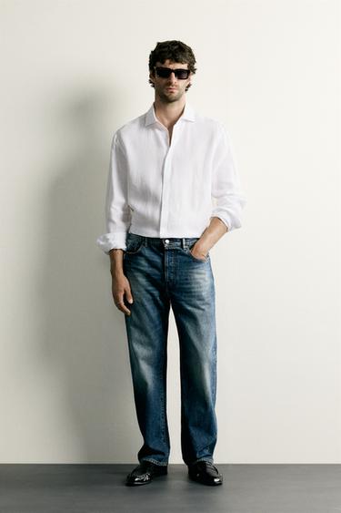 CAMISA REGULAR FIT 100 % LIÑO - Branco de Zara