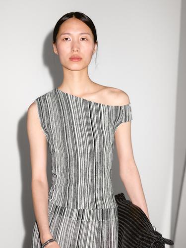 Zara Knit top with striped detail - Black