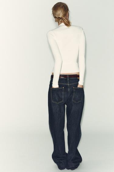 RIBBED LONG SLEEVE T-SHIRT - Oyster-white by Zara - Image 3