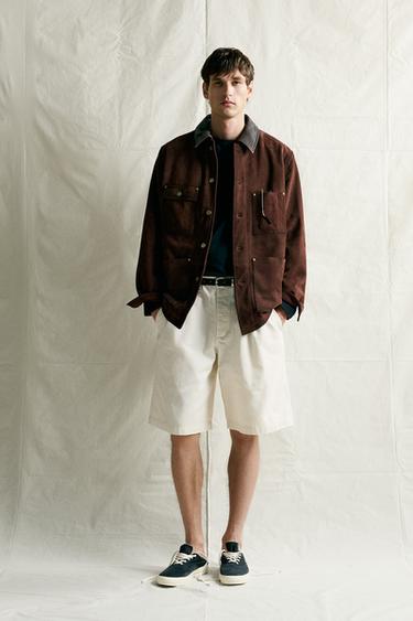 BERMUDAS RELAXED FIT CON PREGAS - Branco roto de Zara - Imaxe 0
