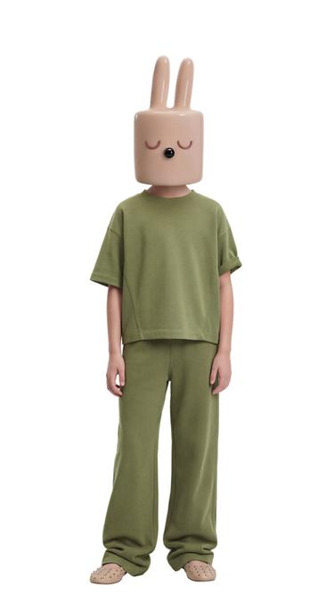 WIDE-LEG HEAVY JERSEY TROUSERS - Khaki by Zara