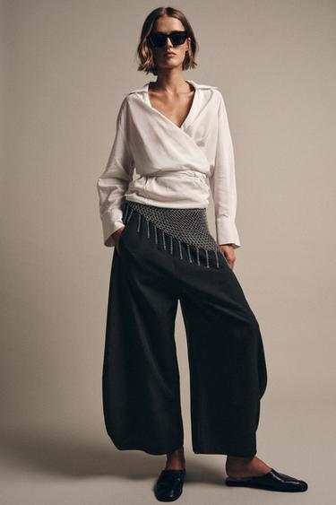 ШТАНИ З ОБ’ЄМНИМ КРОЄМ З ВОBНOЮ ZW COLLECTION - Темно-сірий Zara - Зображення 0
