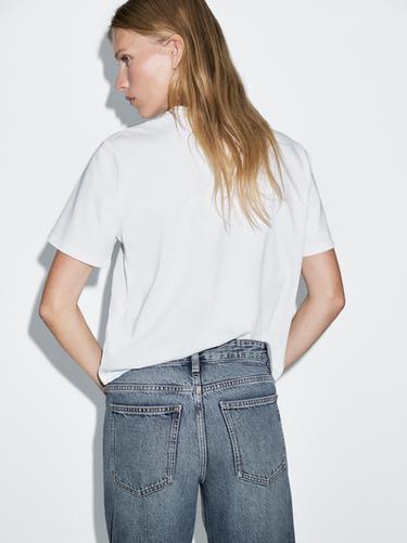 Zara Mid-rise wide-leg jeans - Aquamarine