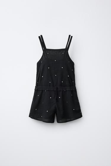 КОРОТКИЙ КОМБИНЕЗОН С ЗЕРКАЛЬНЫМ ДЕКОРОМ — ЧЕРНЫЙ от Zara