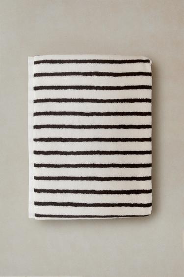 COLOURED STRIPE BATH TOWEL - Dark brown by Zara - Image 4