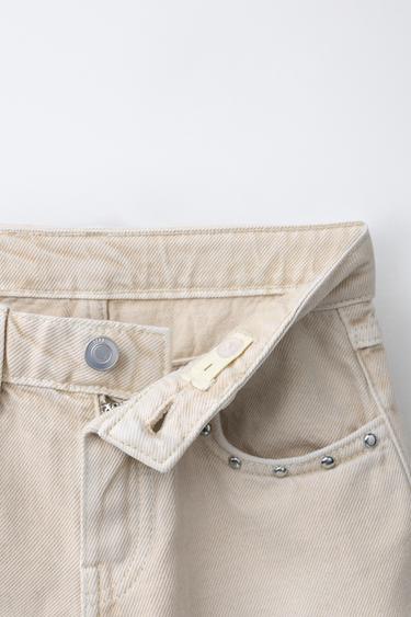 STUDDED STAR DENIM BERMUDA SHORTS - Ecru by Zara - Image 2