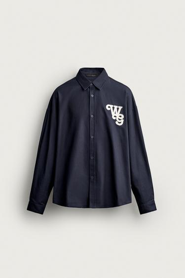 HERRINGBONE PATCHES RELAXED FIT SHIRT - Blue by Zara