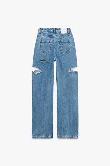 JEAN Z1975 DROIT TAILLE HAUTE DÉCHIRÉ - Bleu moyen de Zara - Image 4