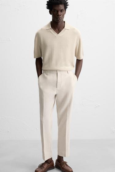 LINEN TROUSERS - Sand by Zara