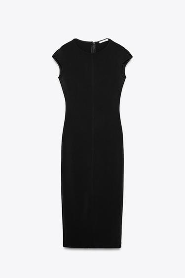 Zara FITTED CREPE DRESS - Black - Image 0