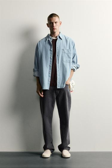 RELAXED FIT DENIM-HEMD MIT STICKEREI - Himmelblau von Zara - Bild 0