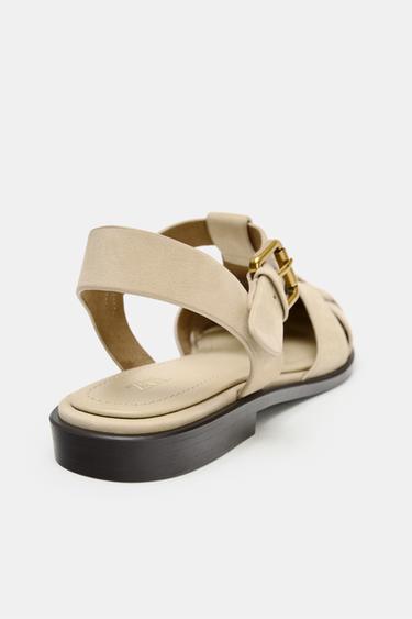 LEATHER CAGE SANDALS - Sand Brown by Zara - Image 4