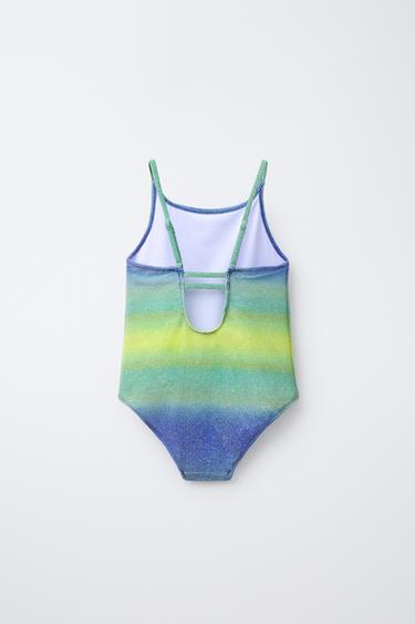 6-14 YEARS/ SHINY SWIMSUIT - Blue / Green by Zara - Image 1