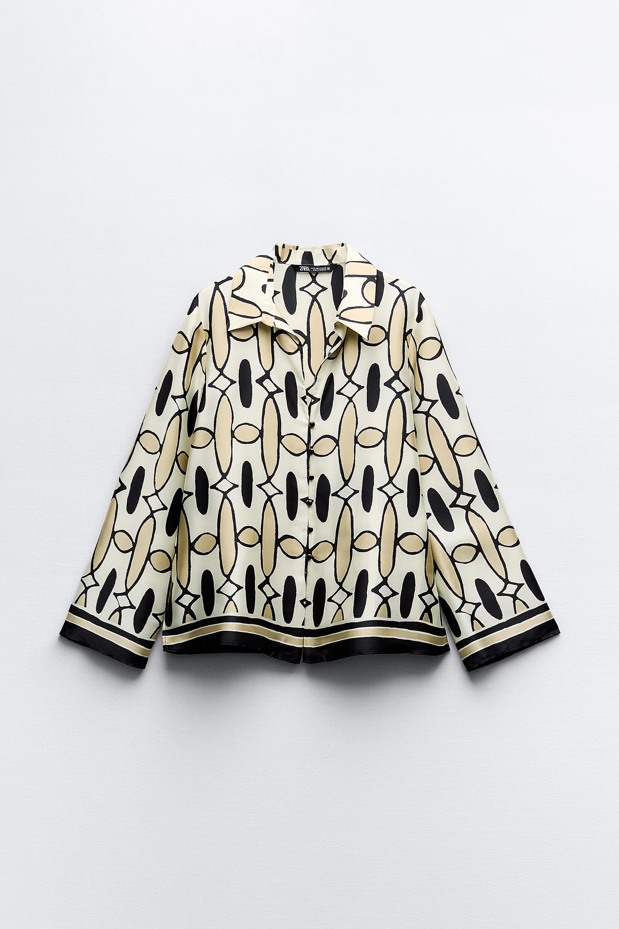 Zara Geometric Print Shirt, Women's Fashion, Tops, Blouses on