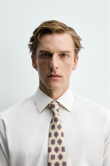 JACQUARD ESTANPATU GEOMETRIKOKO GORBATA, %100 ZETAZKOA - Artile kolorea, Zara-rena - Irudia 0