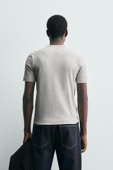 BUTTON-NECK T-SHIRT - Light grey by Zara - Image 2