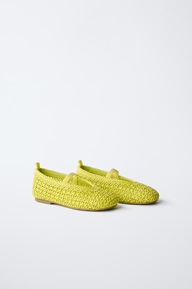 BALLERINES TRESSÉES - Jaune de Zara - Image 1