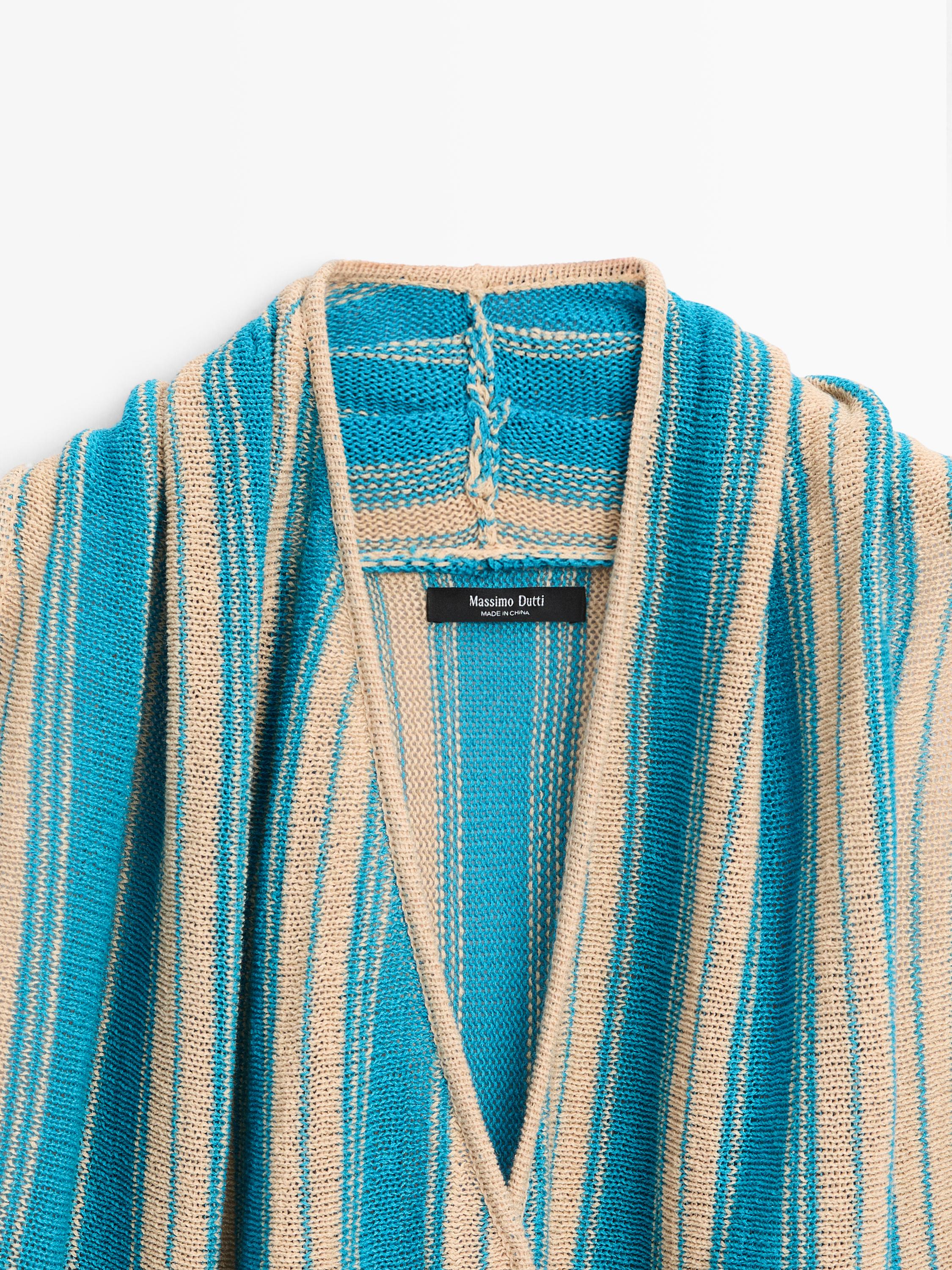 Striped linen blend surplice top