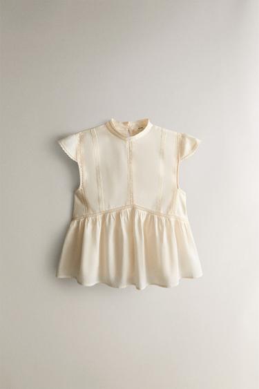 LACE TOP - Ecru by Zara