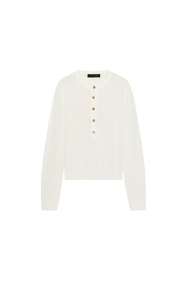 HENLEY KNIT JUMPER - Ecru by Zara
