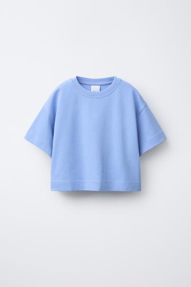Zara PLAIN HEAVY WEIGHT T-SHIRT - Blue