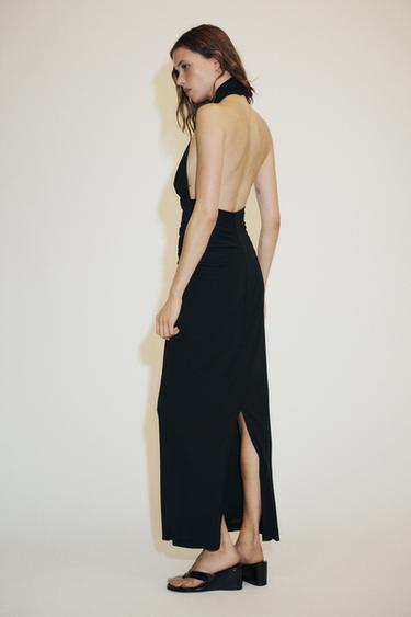 LONG HALTER DRESS WITH OPEN BACK - Black by Zara