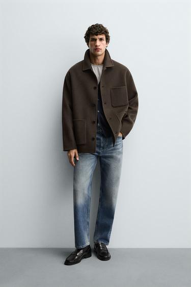 WOOL OVERSHIRT WITH POCKETS - Brown by Zara - Image 0