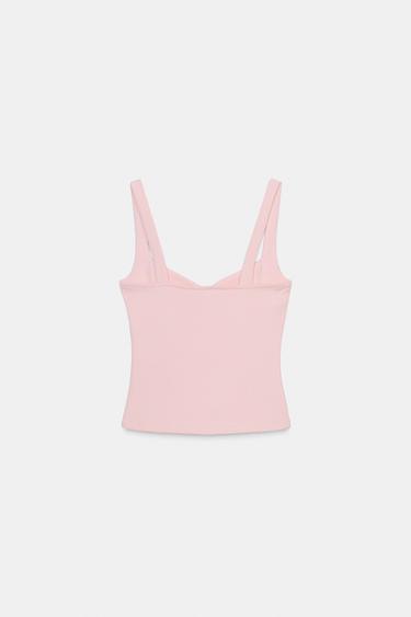 TOP DÉCOLLETÉ CŒUR BOUTONS - Rose de Zara - Image 7