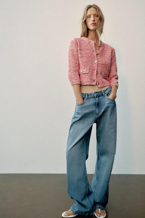 3/4 SLEEVE KNIT CARDIGAN - Red / White de Zara - Imagen 0