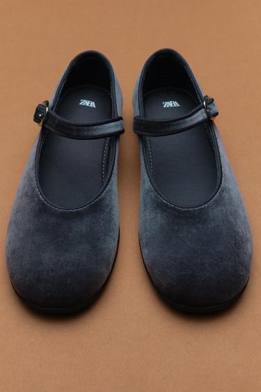 VELVET BALLET FLATS - Blue by Zara